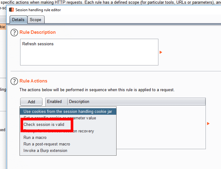 Check session is valid rule